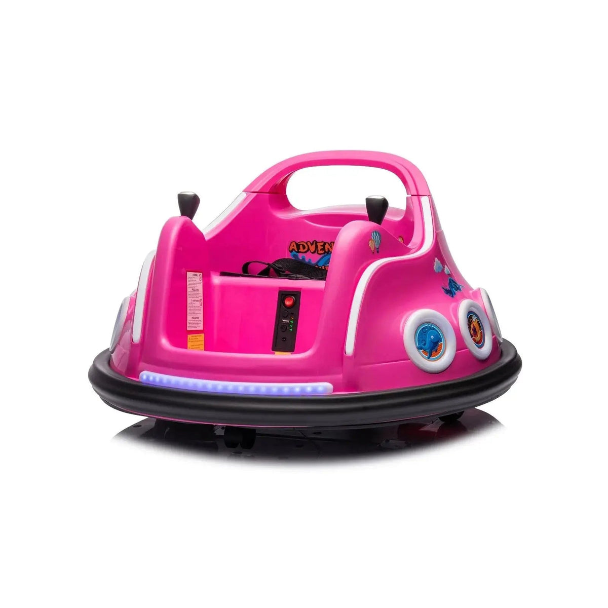 Pink 12V 360° Spin Electric Rechargeable Ride-On Bumper Car with LED Lights, Music, Remote Control