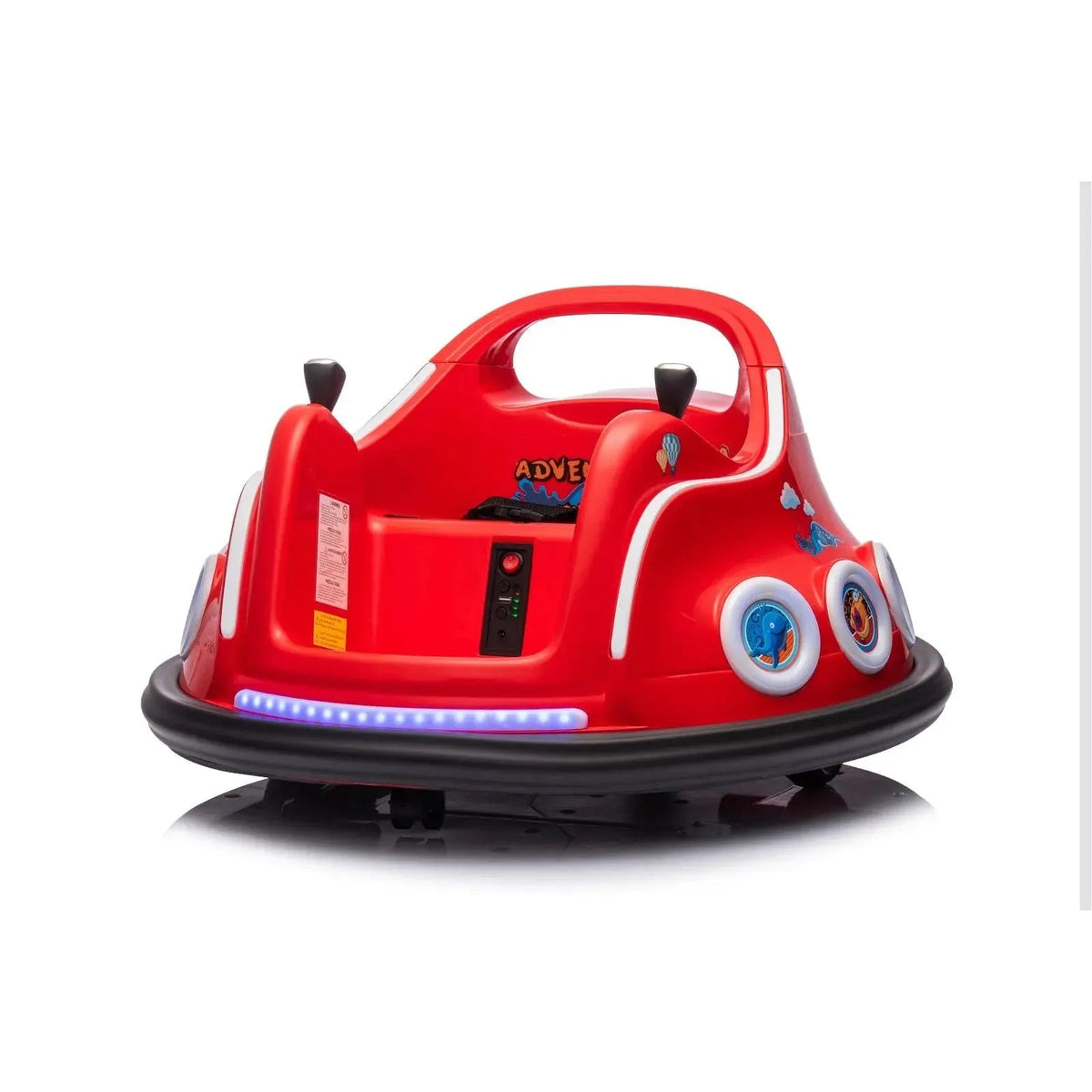 Red 12V 360° Spin Electric Rechargeable Ride-On Bumper Car with LED Lights, Music, Remote Control