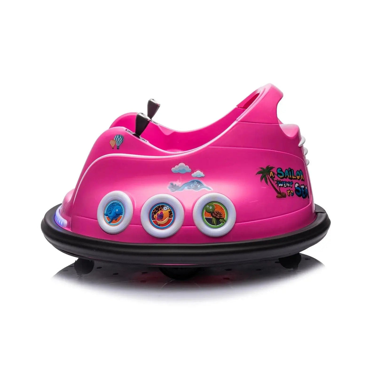 Pink 12V 360° Spin Electric Rechargeable Ride-On Bumper Car with LED Lights, Music, Remote Control