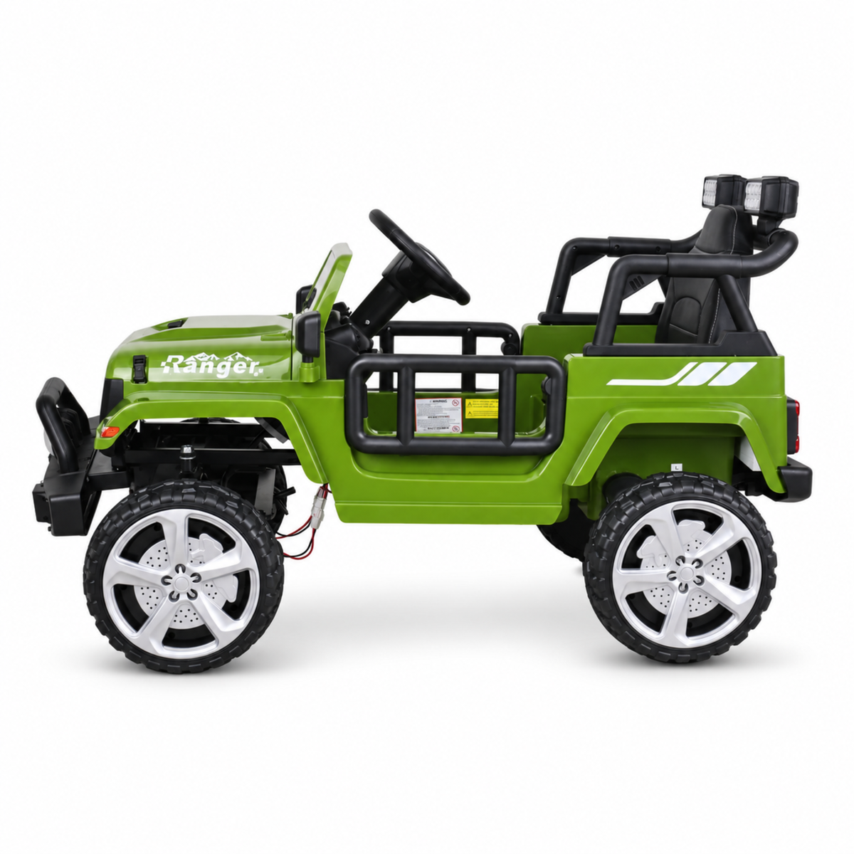 Green 12V Kids Ranger 4X4 Ride-On Jeep-Style Truck with EVA Tires, LED Lights, Music, Remote