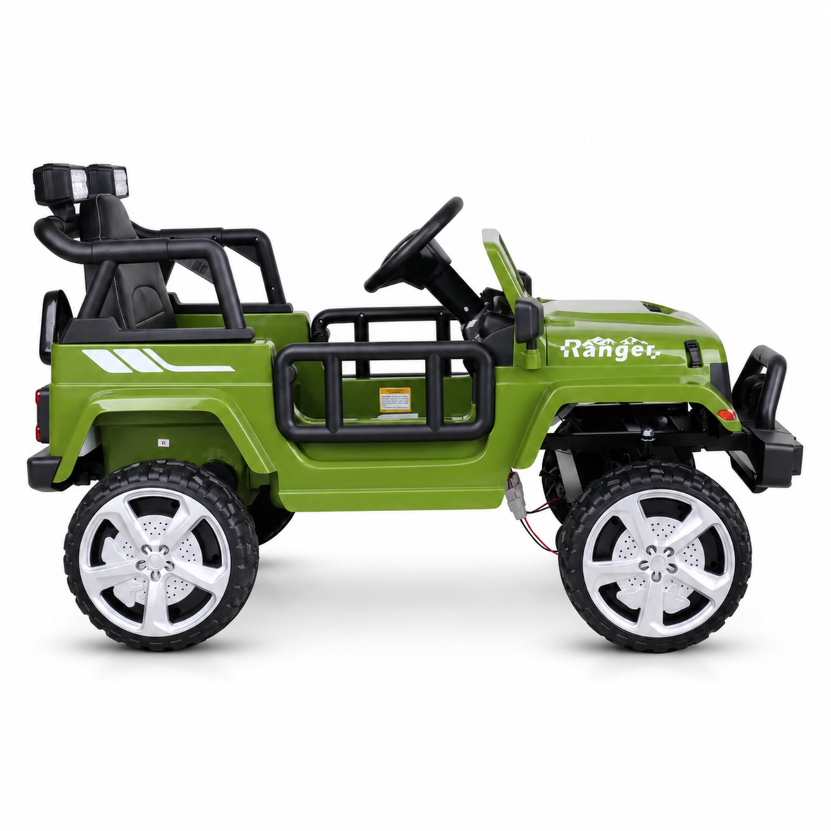 Green 12V Kids Ranger 4X4 Ride-On Jeep-Style Truck with EVA Tires, LED Lights, Music, Remote