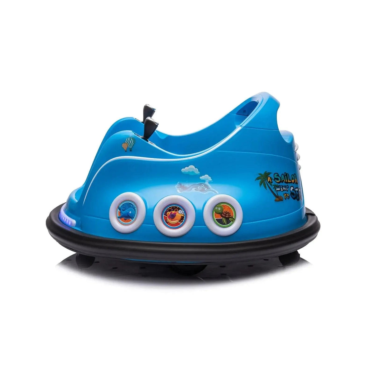 Blue 12V 360° Spin Electric Rechargeable Ride-On Bumper Car with LED Lights, Music, Remote Control