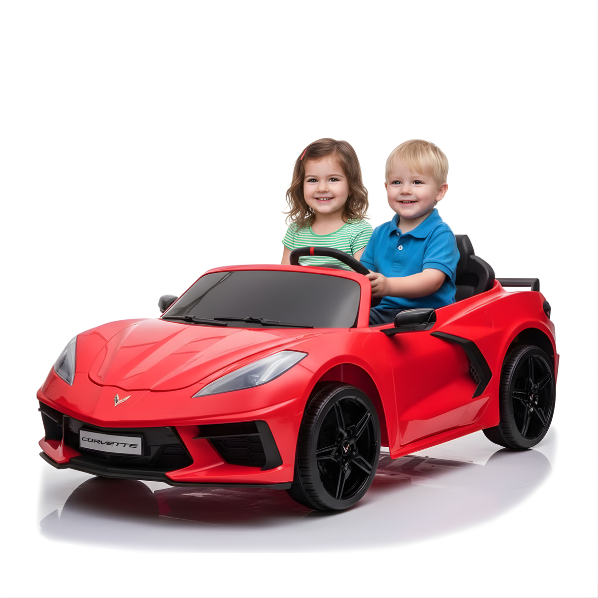 Red 24V Premium Corvette C8 with EVA Wheels, Leather Seats and RC