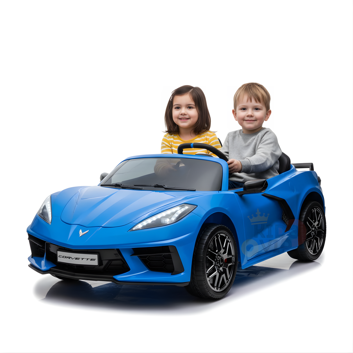 Blue 24V Premium Corvette C8 with EVA Wheels, Leather Seats and RC
