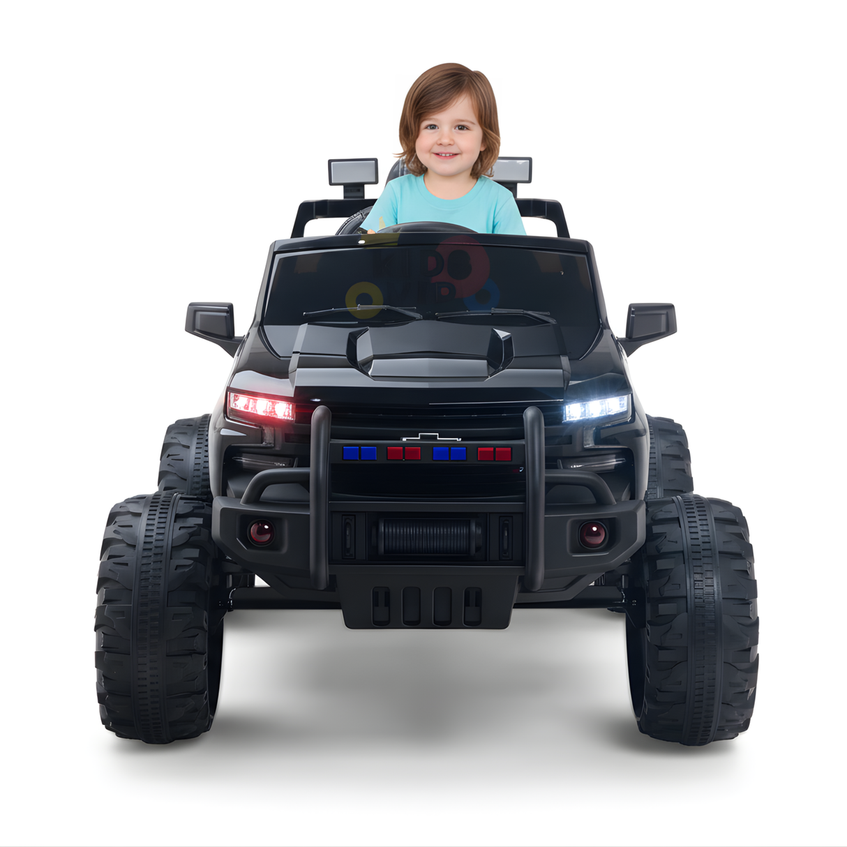 Black 24V Chevrolet Silverado Kids Licensed 1 Seater Ride On Lifted Truck with Remote
