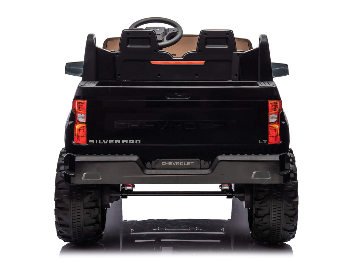 Black 24V Chevrolet Silverado Kids Licensed 2 Seater Ride On Truck with Music, Rc
