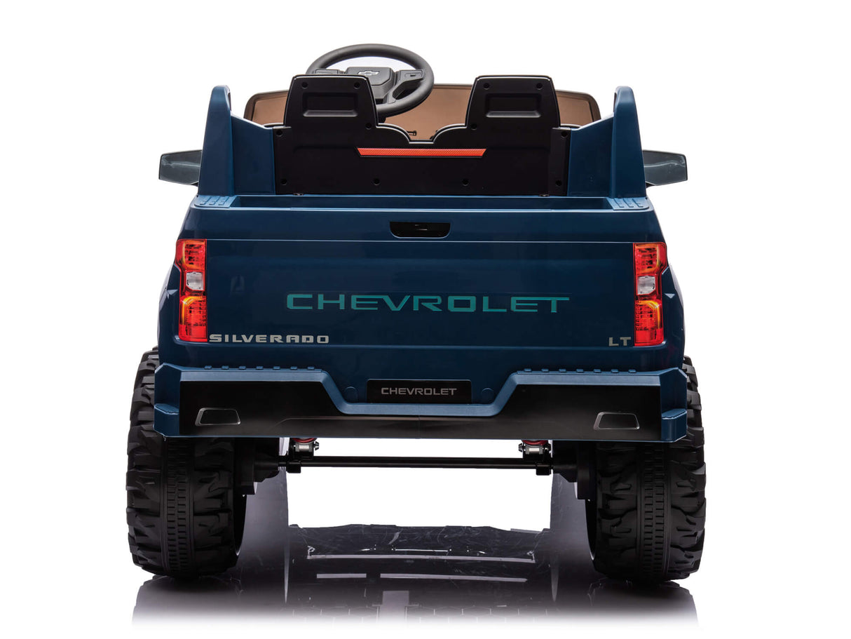 Blue 24V Chevrolet Silverado Kids Licensed 2 Seater Ride On Truck with Music, Rc