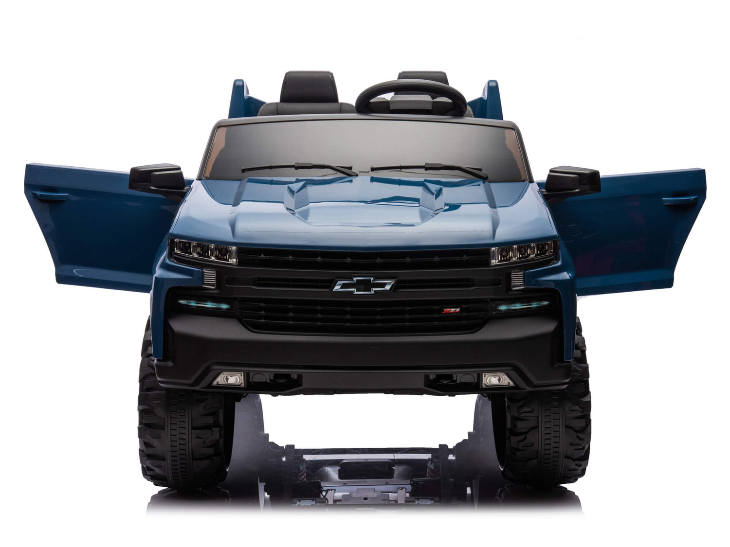 Blue 24V Chevrolet Silverado Kids Licensed 2 Seater Ride On Truck with Music, Rc