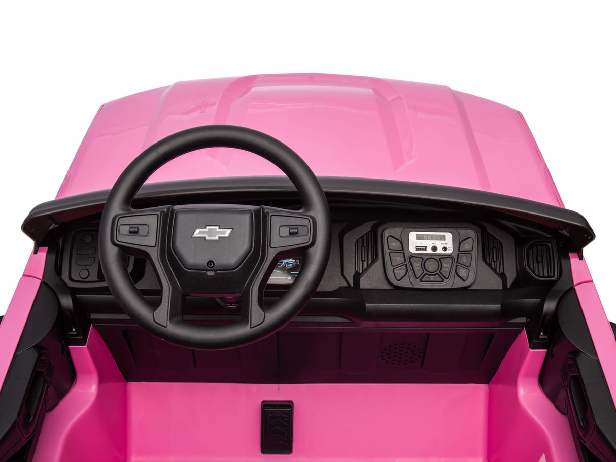 Pink 24V Chevrolet Silverado Kids Licensed 2 Seater Ride On Truck with Music, Rc