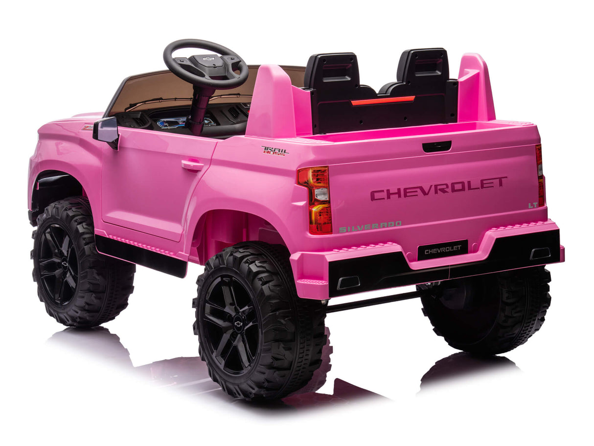 Pink 24V/4WD Premium Chevrolet Silverado Kids Licensed 2 Seater Ride On Truck with RC