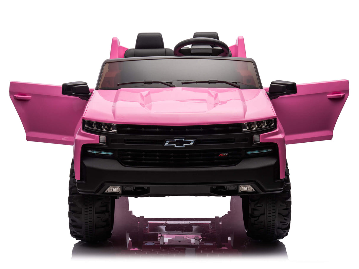 Pink 24V/4WD Premium Chevrolet Silverado Kids Licensed 2 Seater Ride On Truck with RC