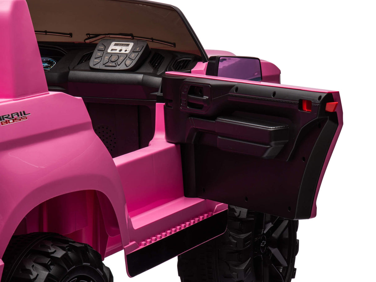 Pink 24V/4WD Premium Chevrolet Silverado Kids Licensed 2 Seater Ride On Truck with RC