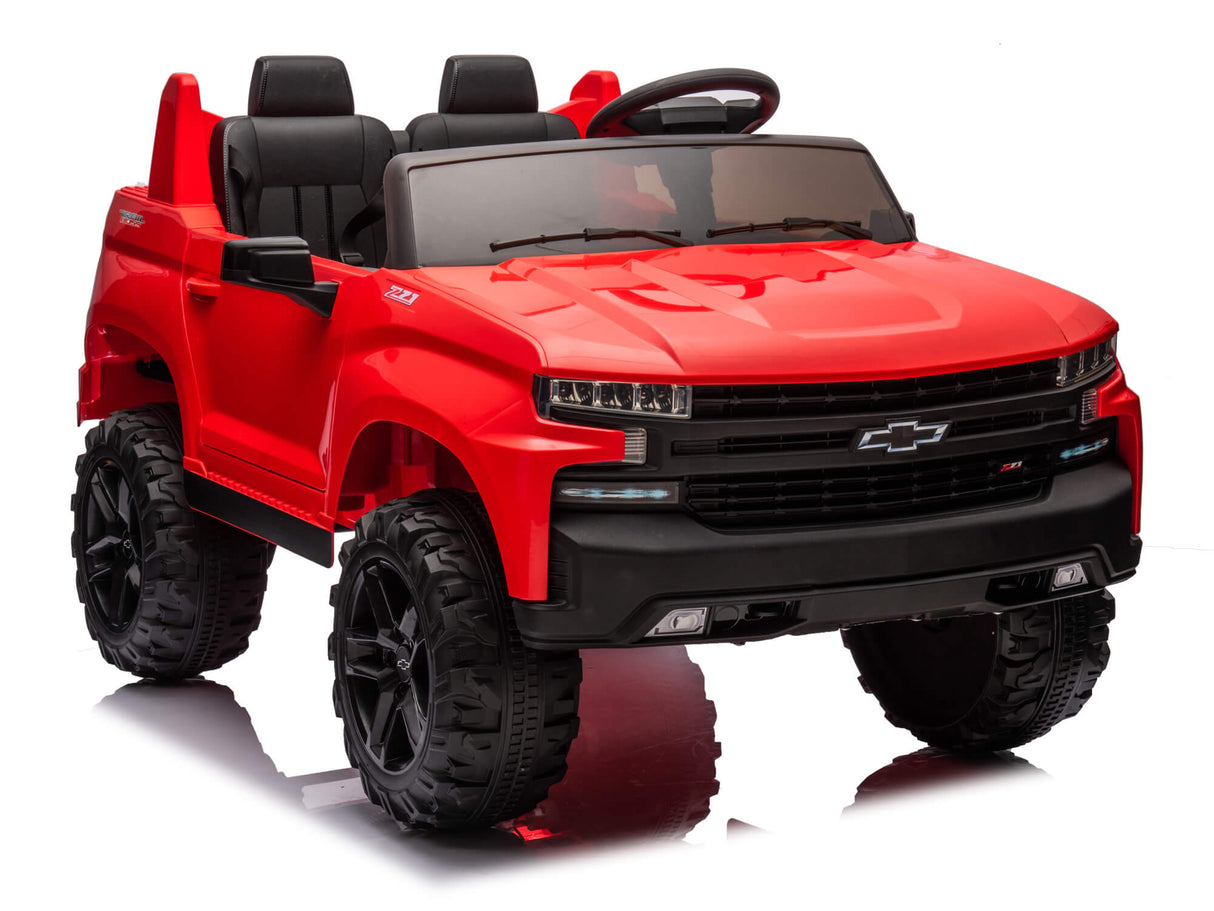 Red 24V/4WD Premium Chevrolet Silverado Kids Licensed 2 Seater Ride On Truck with RC