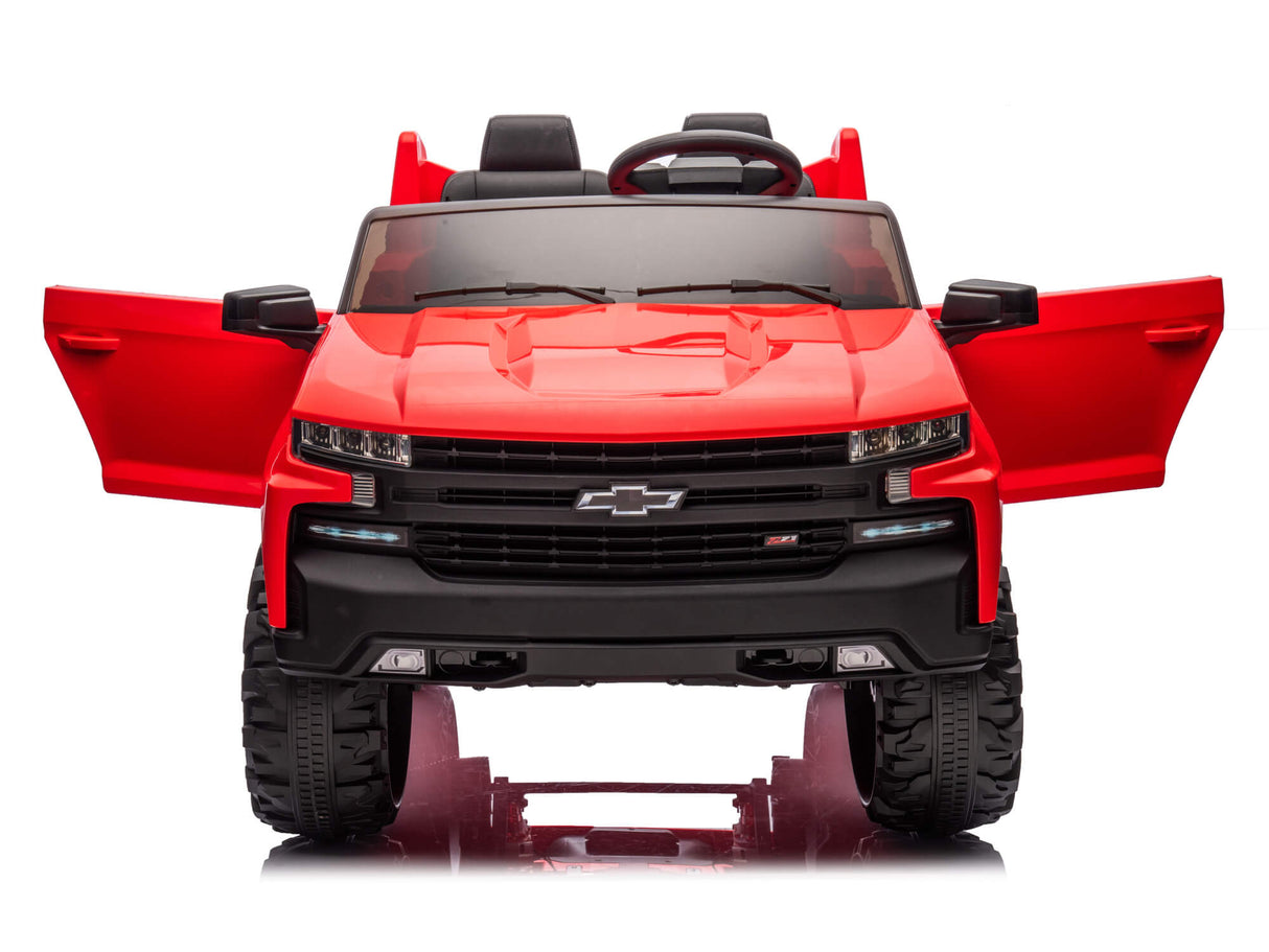 Red 24V/4WD Premium Chevrolet Silverado Kids Licensed 2 Seater Ride On Truck with RC