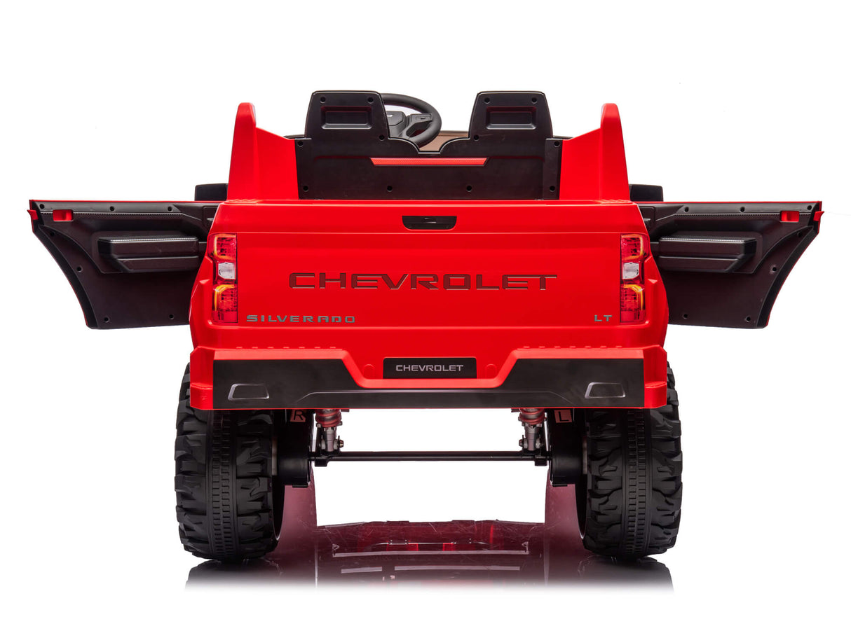 Red 24V/4WD Premium Chevrolet Silverado Kids Licensed 2 Seater Ride On Truck with RC