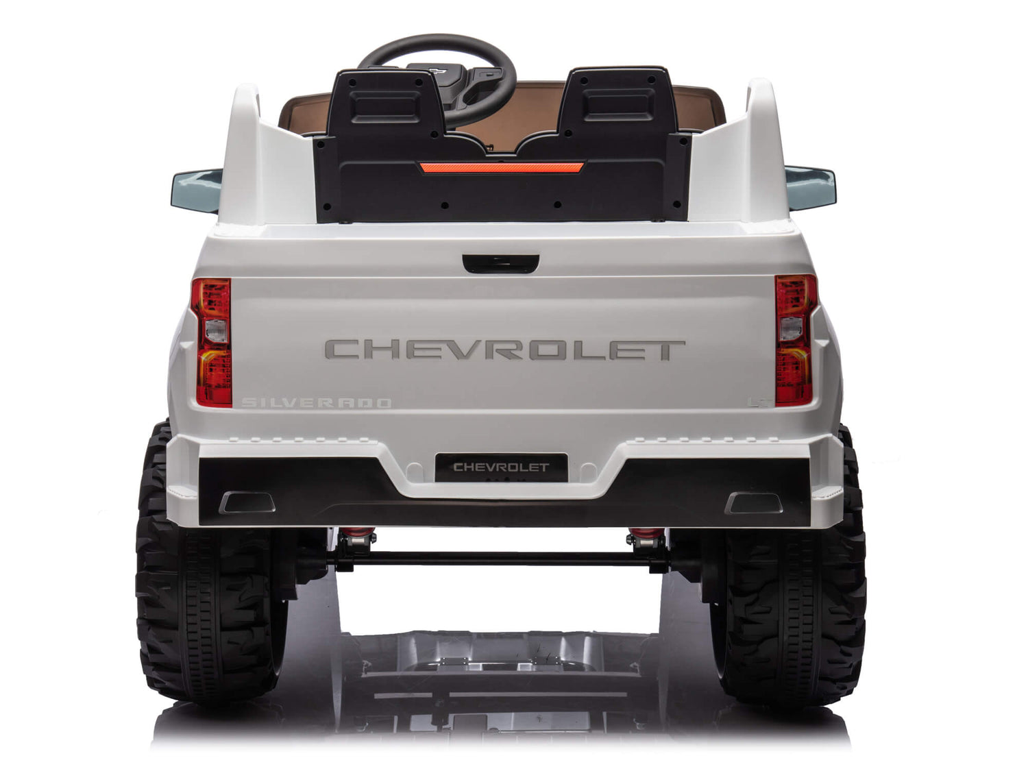 White 24V Chevrolet Silverado Kids Licensed 2 Seater Ride On Truck with Music, Rc