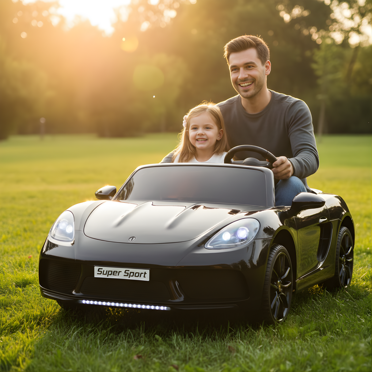 Black 24V/180W SuperSport XXL Big Kids Ride-On Car W/ Real Rubber Tires & Brushless Motor