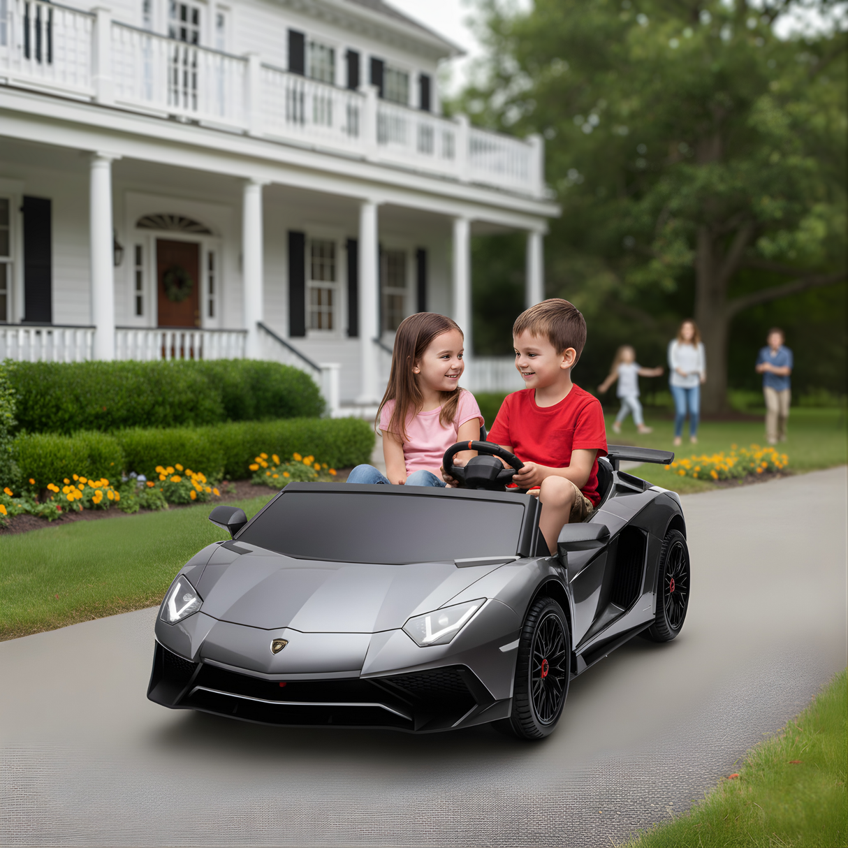 Grey 24V/180W Lamborghini SV Limited Edition XXL Ride-On Supercar with Air-Filled Rubber Tires — 9MPH