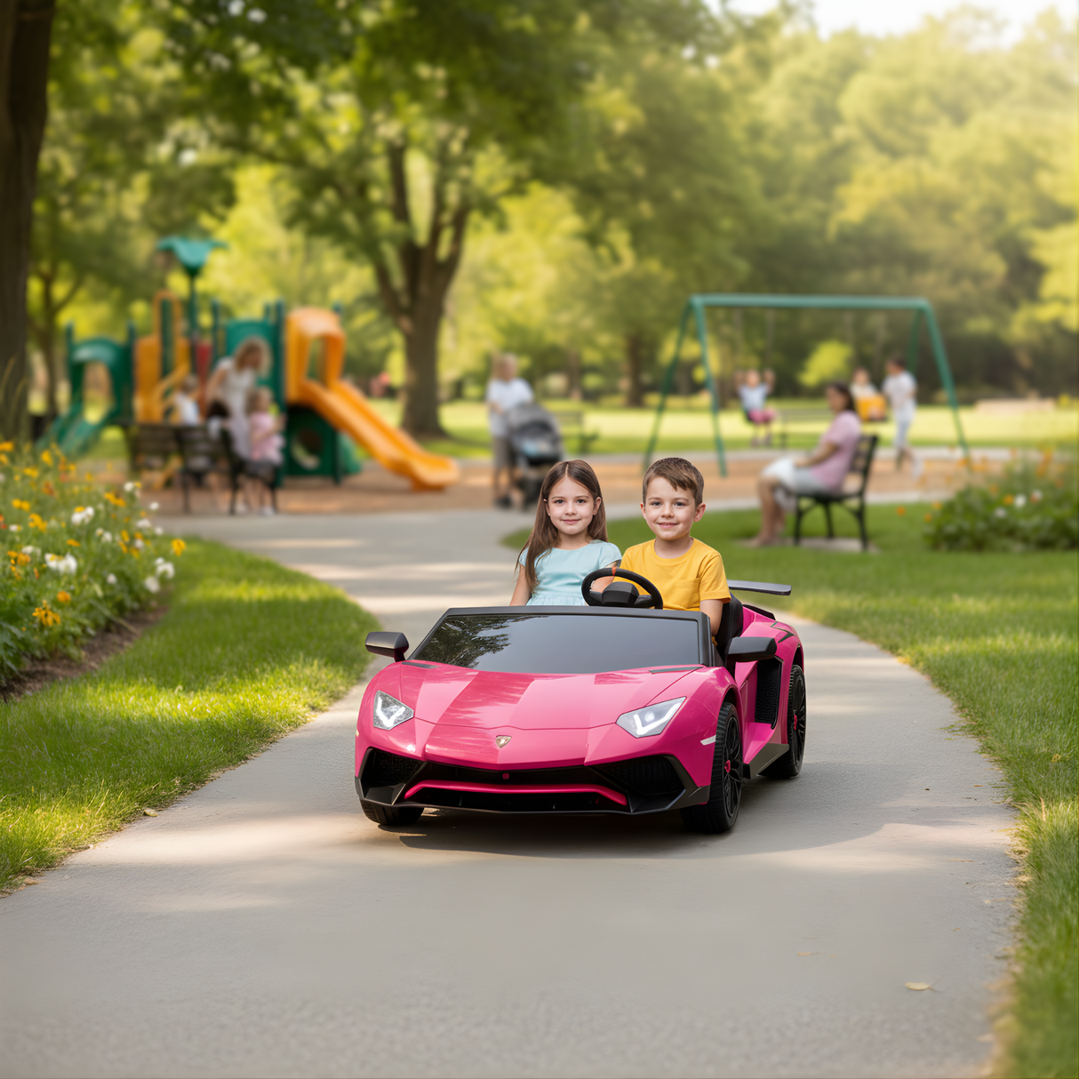 Pink 24V/180W Lamborghini SV Limited Edition XXL Ride-On Supercar with Air-Filled Rubber Tires — 9MPH