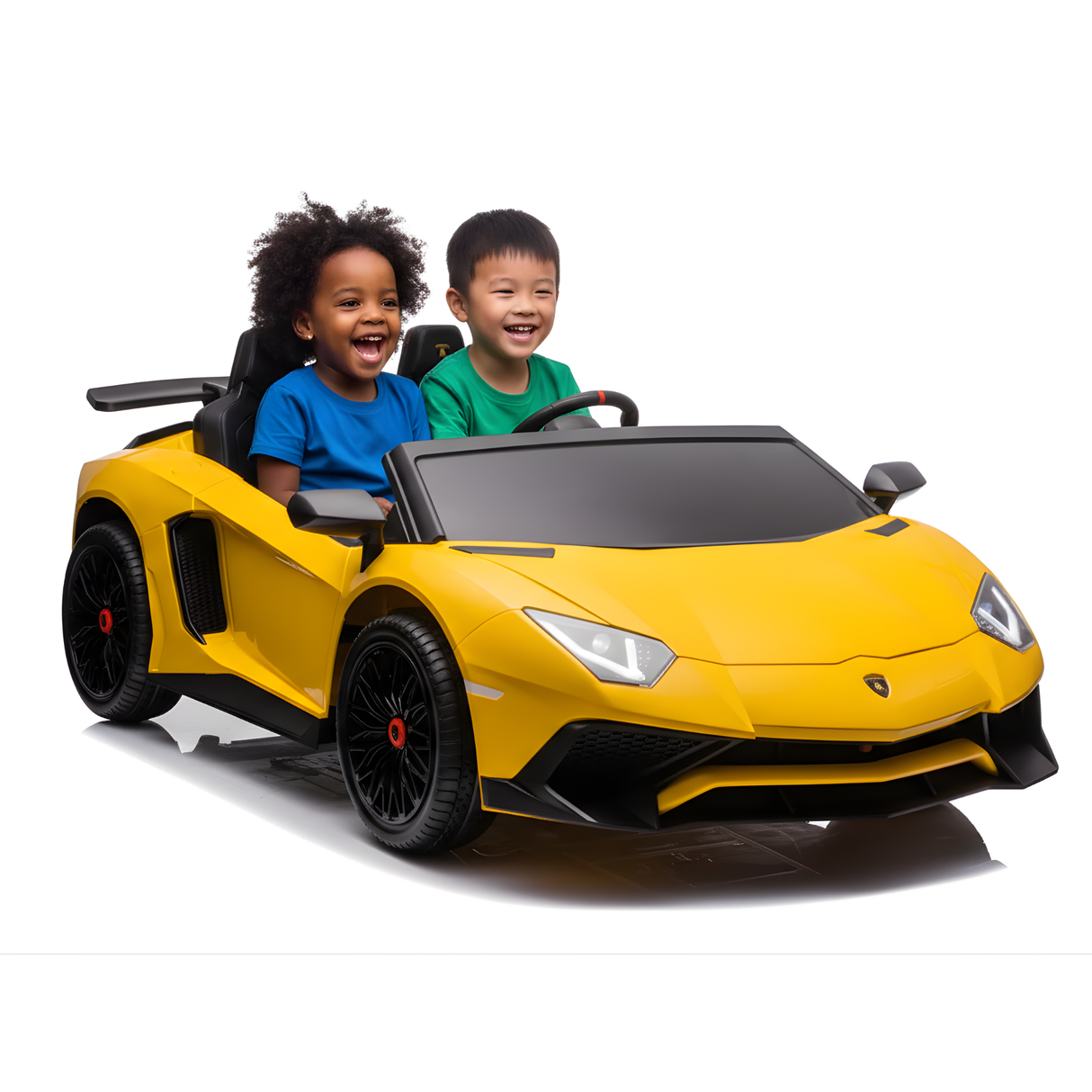 Yellow 24V/180W Lamborghini SV Limited Edition XXL Ride-On Supercar with Air-Filled Rubber Tires — 9MPH