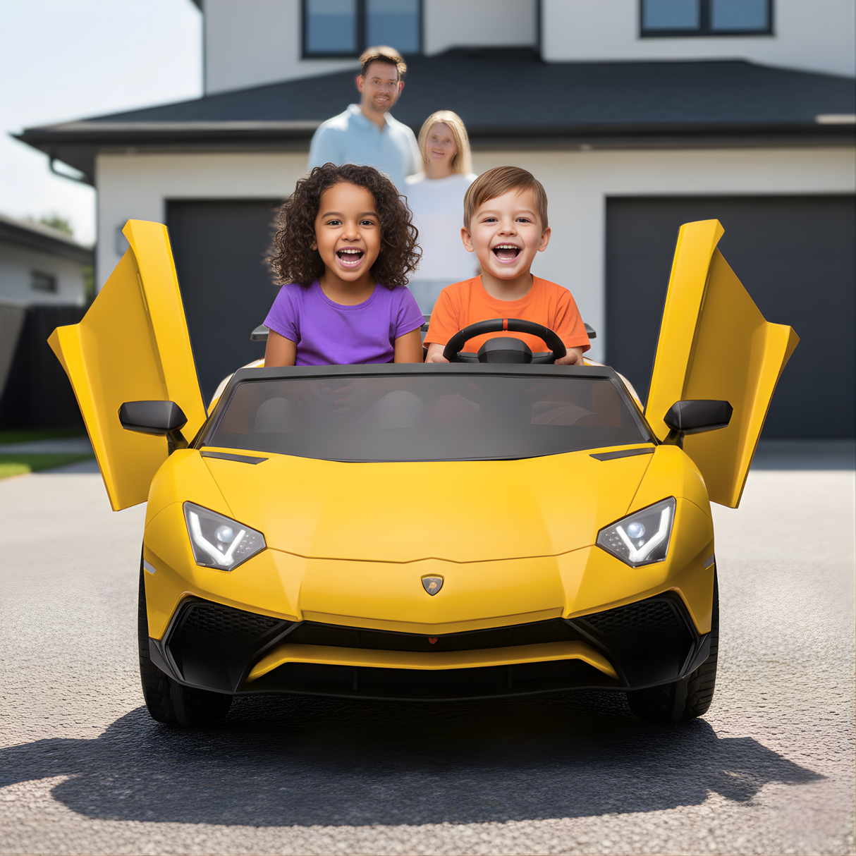 Yellow 24V/180W Lamborghini SV Limited Edition XXL Ride-On Supercar with Air-Filled Rubber Tires — 9MPH