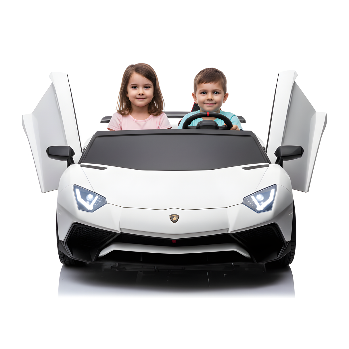 White 24V/180W Lamborghini SV Limited Edition XXL Ride-On Supercar with Air-Filled Rubber Tires — 9MPH