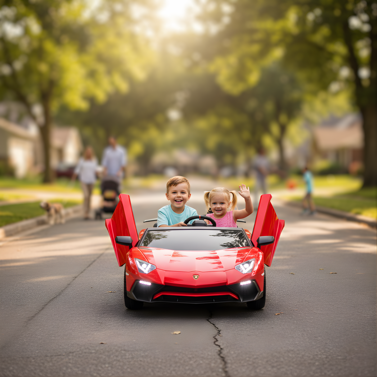 Red 24V/180W Lamborghini SV Limited Edition XXL Ride-On Supercar with Air-Filled Rubber Tires — 9MPH