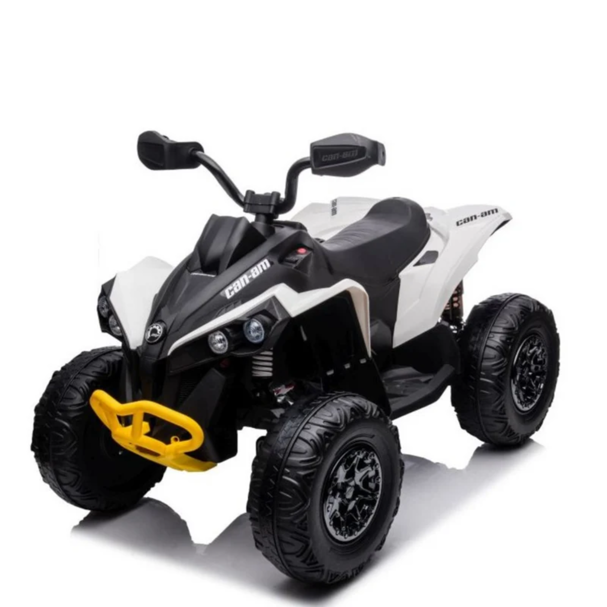 White 24V Can-Am Renegade 4X4 Premium Edition Ride-On Quad ATV for Kids with EVA Tires, Lights, Music