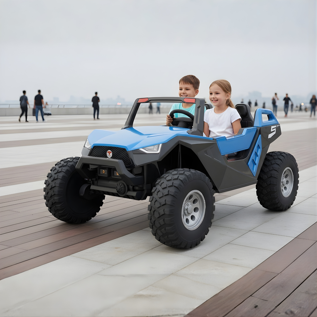 Blue 24V/4X4 Dune Buggy Ride On UTV, Rubber Wheels and RC