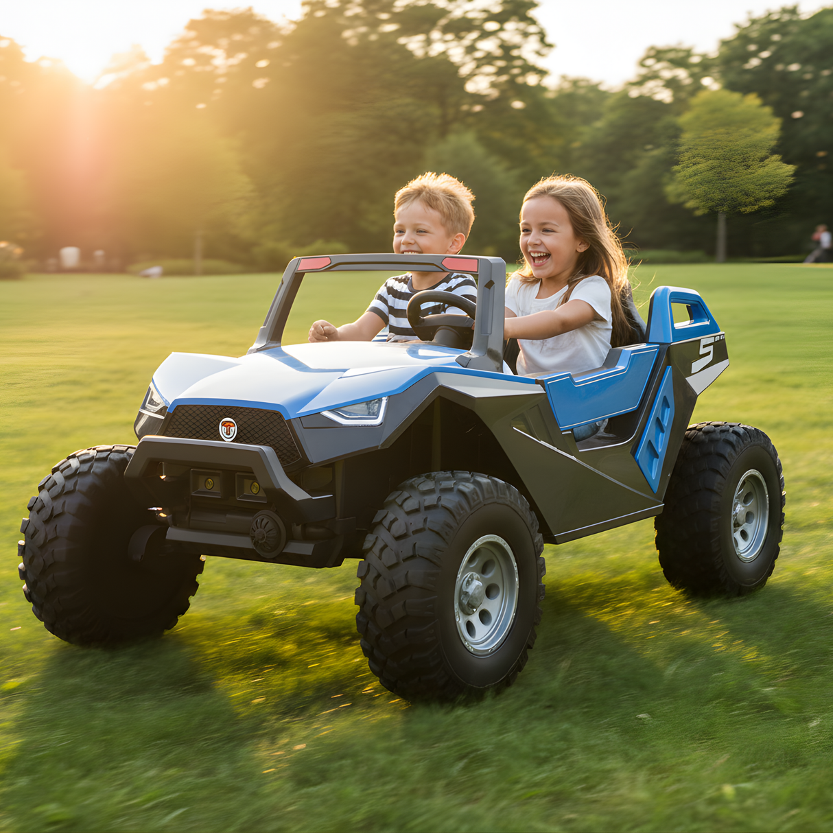 Blue 24V/4X4 Dune Buggy Ride On UTV, Rubber Wheels and RC