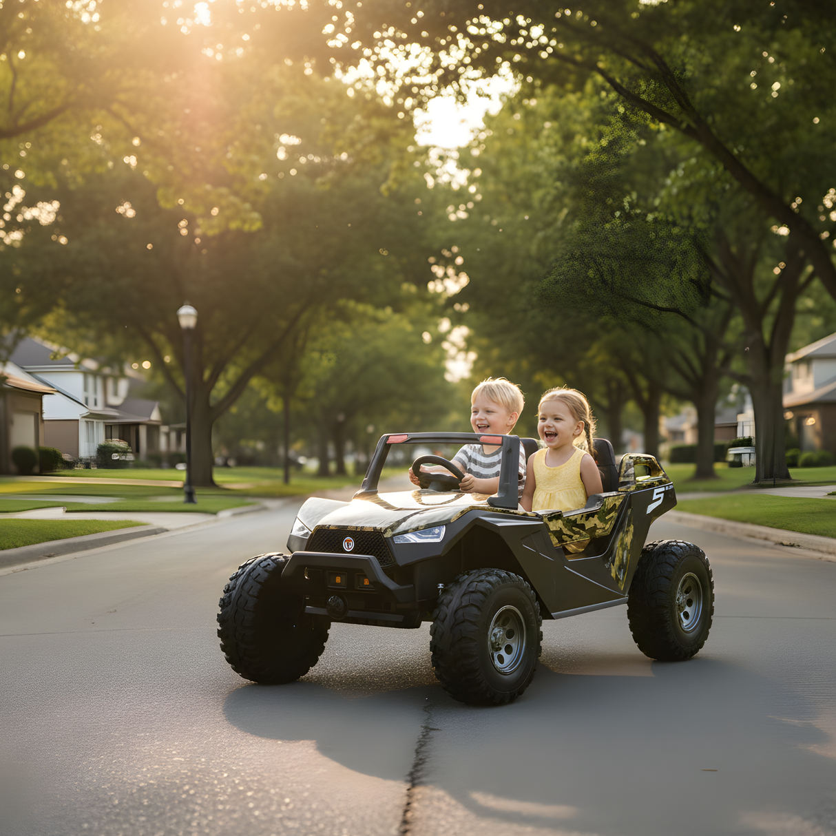 Camo 24V/4X4 Dune Buggy Ride On UTV, Rubber Wheels and RC