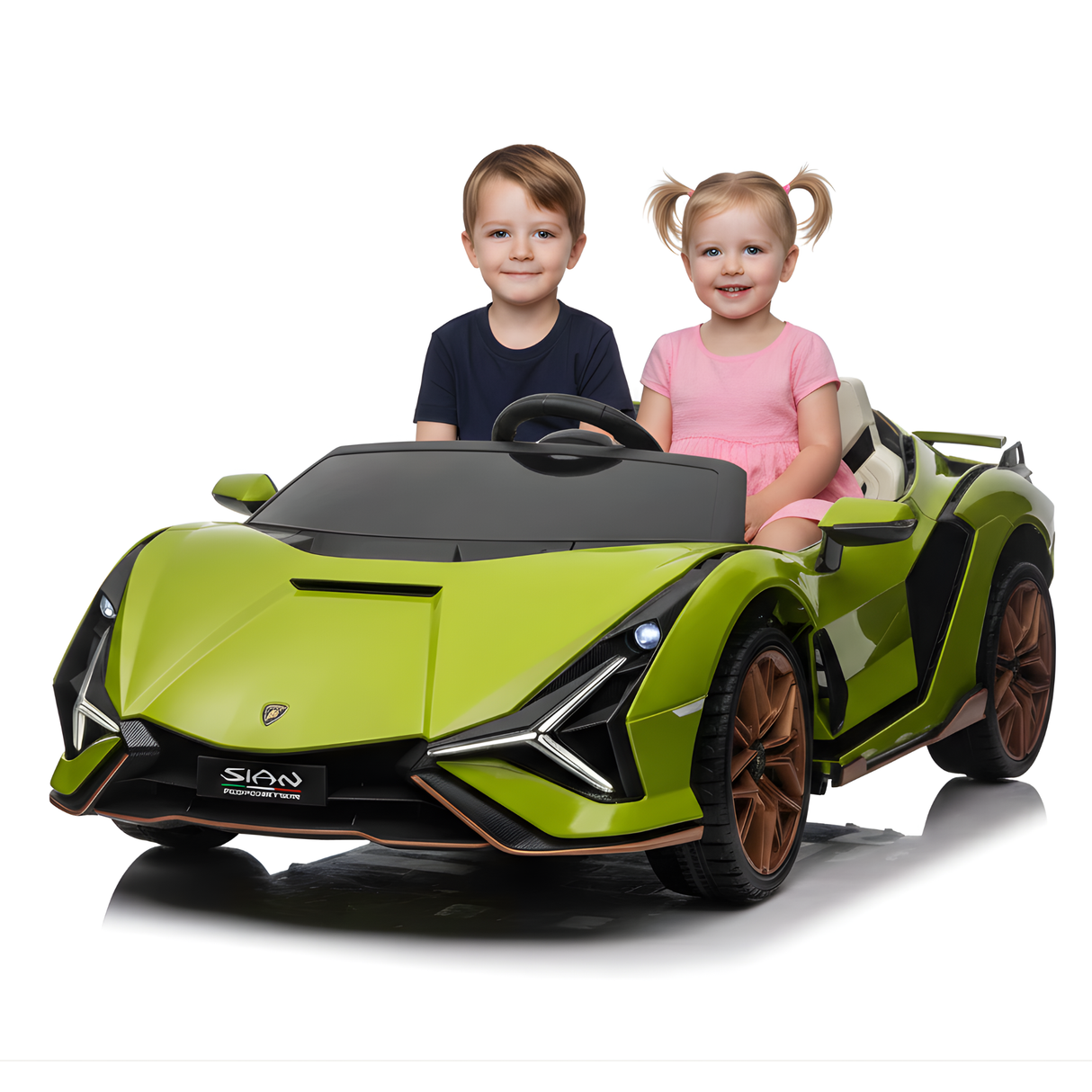 Green 24V Official LX Lamborghini Sian 2-Seater Ride On Car with Music, RC