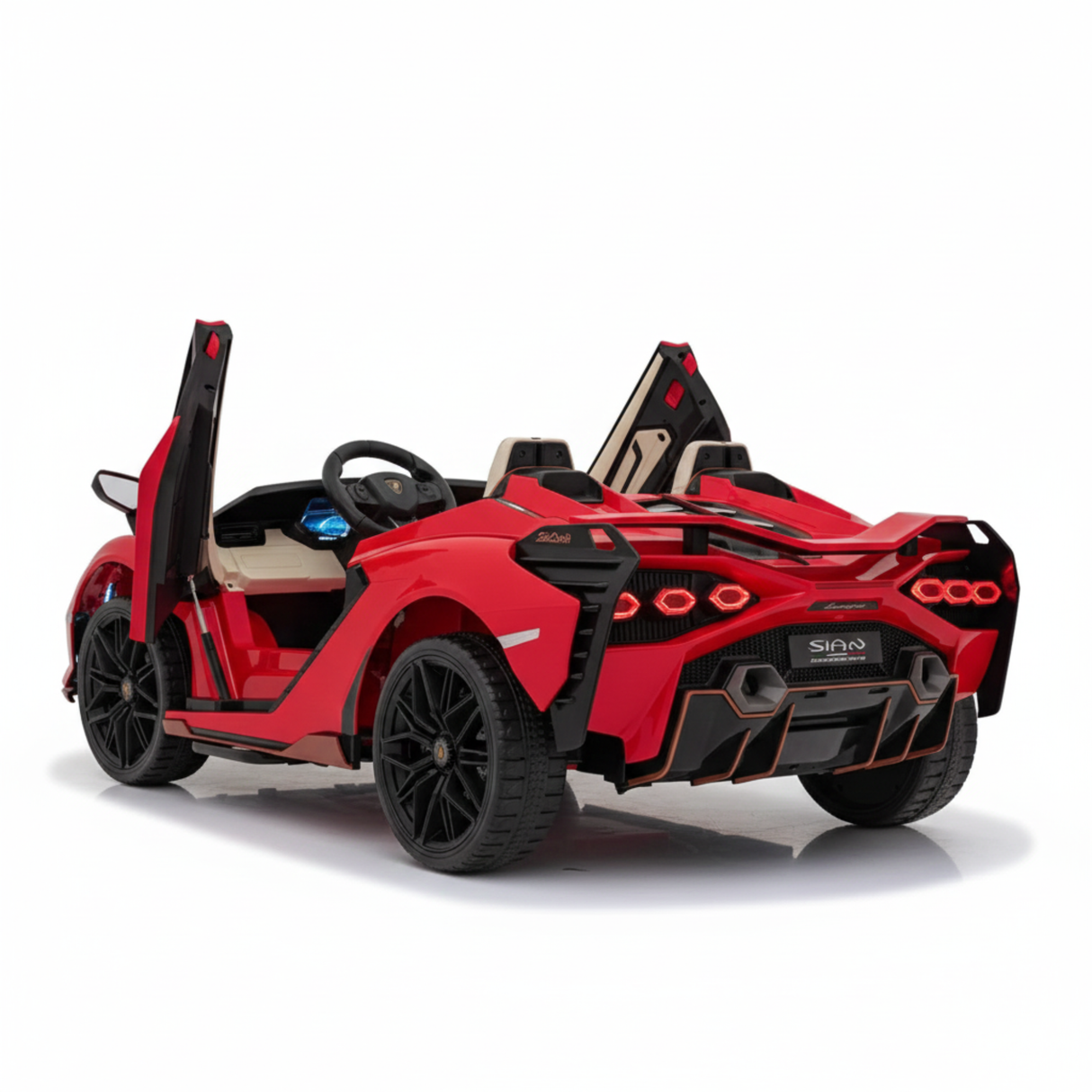 Red 24V Official LX Lamborghini Sian 2-Seater Ride On Car with Music, RC