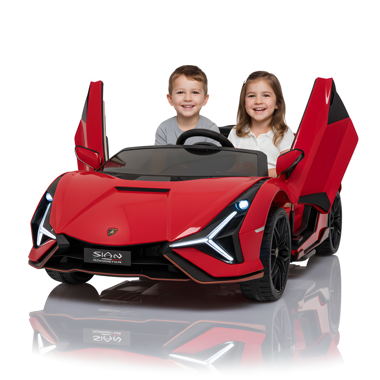 Red 24V Official LX Lamborghini Sian 2-Seater Ride On Car with Music, RC