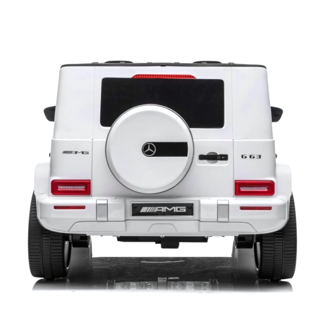 White 24V/4x4 Official Mercedes Benz G63 Ride On Car with EVA Wheels, Music & RC