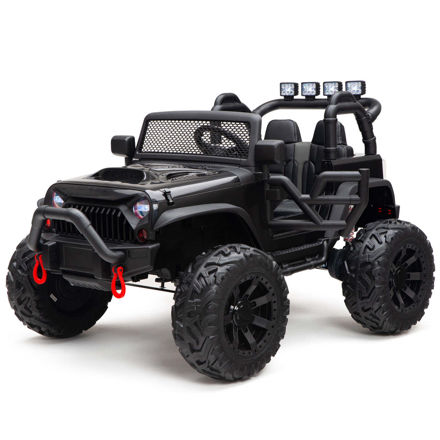 Black 24V EVA Big Wheels  Upgraded Ride On Truck with Rubber Wheels, Remote