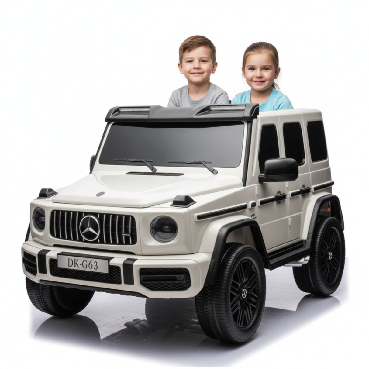White 2x24V/4WD Platinum XXL Mercedes G63 Ride On Truck with MP4, EVA Wheels & Leather Seats