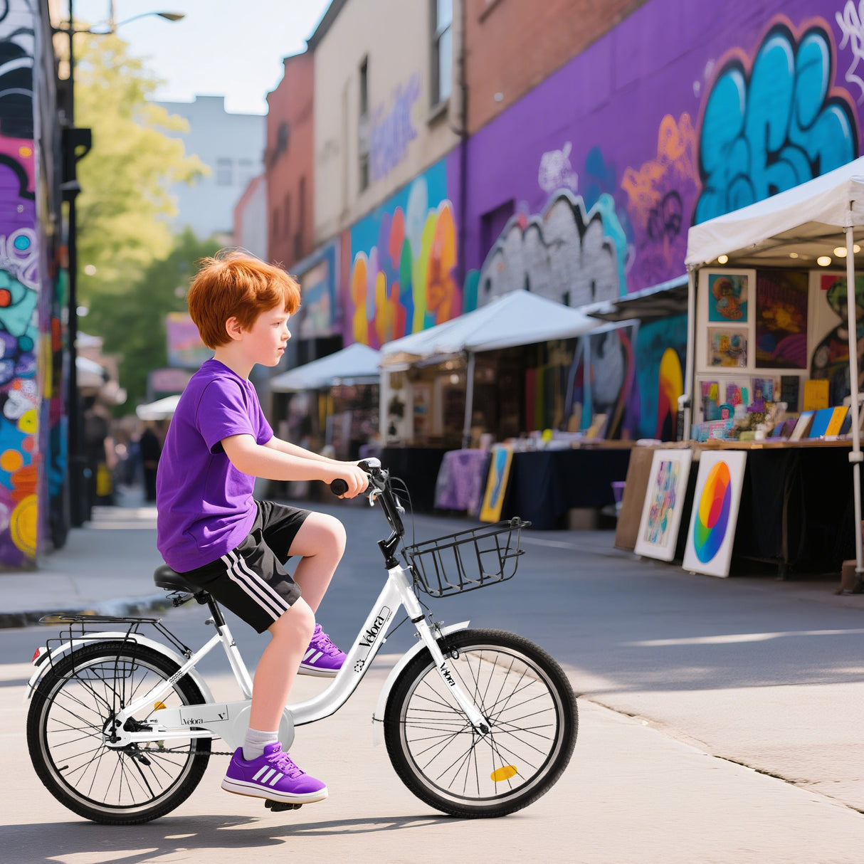 A20182 20 Inch Kids Bike for Boys & Girls, Children's Bicycle with Coaster Brake & V-Brake, 1-Speed, Chain Guard & Rear Rack, Lightweight Steel Frame (Pink, Green, Purple, White)