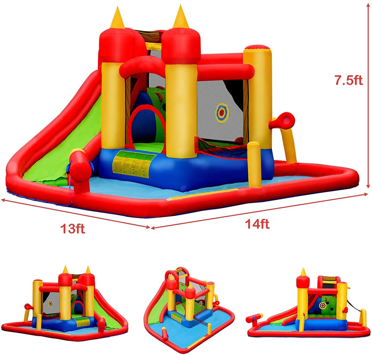 Inflatable Water Slide Jumper Bounce House with Ocean Ball without Blower