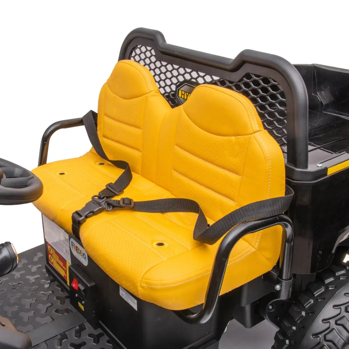 24V 6-Wheel Tractor Trailer 2-Seater Ride-On with EVA Tires, Dump Cart, LED Lights, Music, Remote