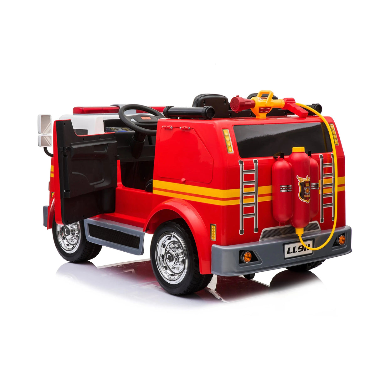 24V Kids 2-Seater Ride-On Fire Truck with EVA Tires, LED Lights, Music, Remote