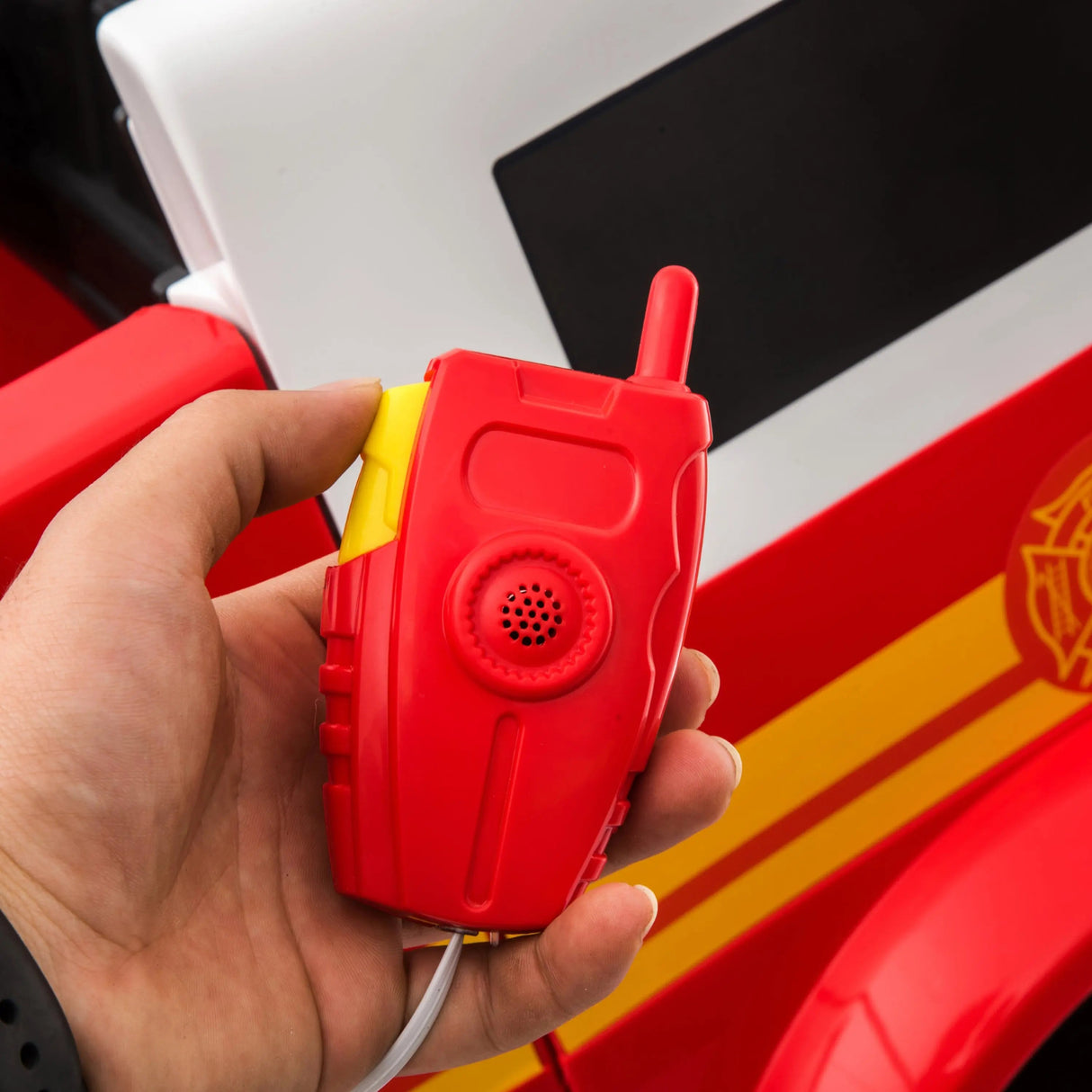 24V Kids 2-Seater Ride-On Fire Truck with EVA Tires, LED Lights, Music, Remote