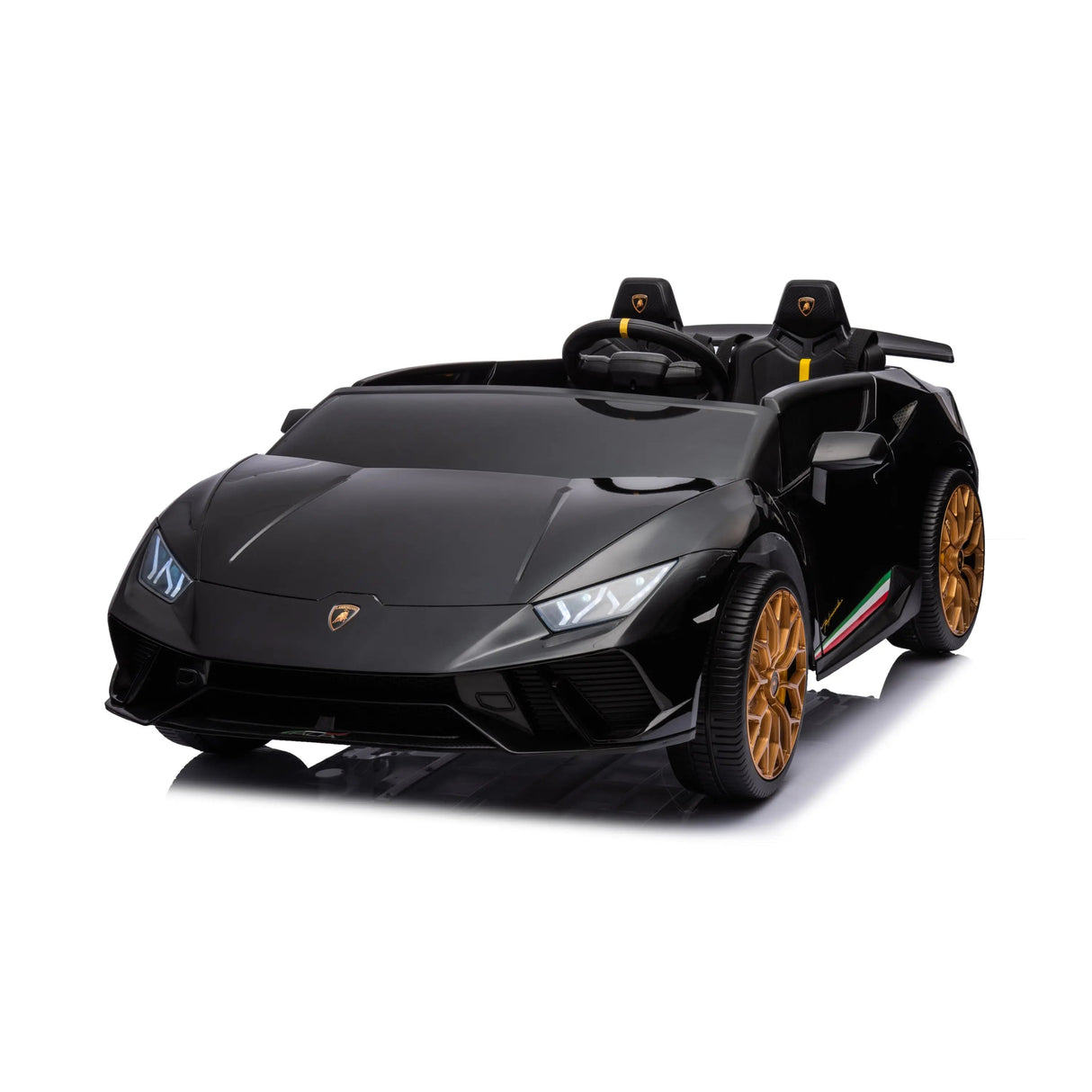 24V Kids Lamborghini Huracan 2-Seater 4x4 AWD Ride-On Car with EVA Tires, Music, Remote