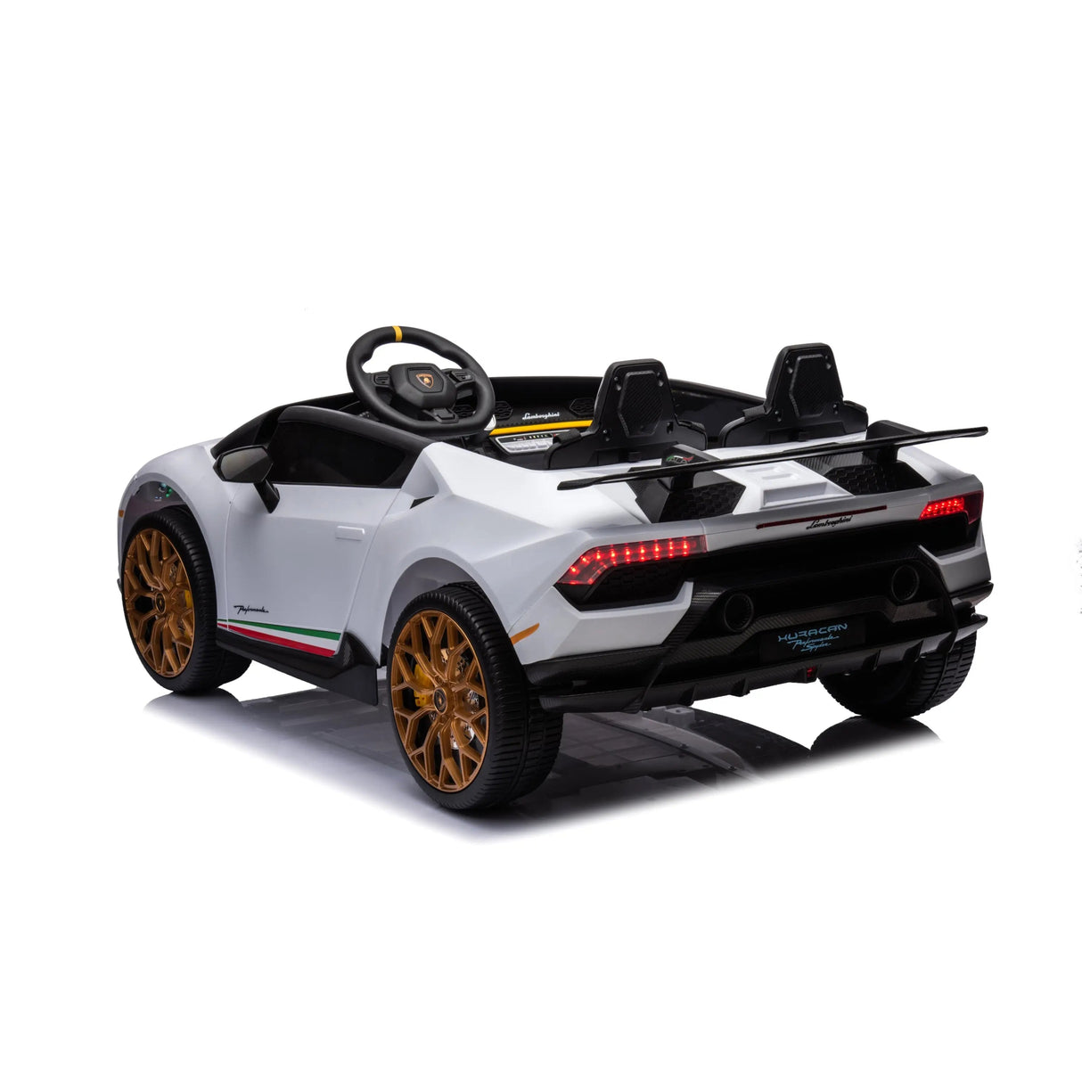 24V Kids Lamborghini Huracan 2-Seater 4x4 AWD Ride-On Car with EVA Tires, Music, Remote
