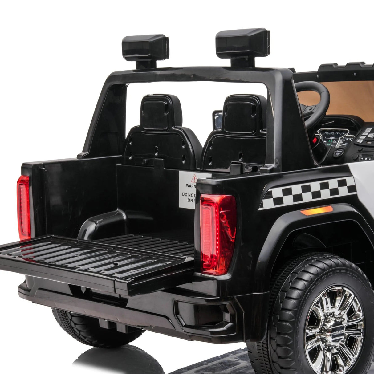 24V GMC Sierra Denali 2-Seater Police Edition Ride-On Truck with EVA Tires, Emergency Siren and Lights, Music, Remote