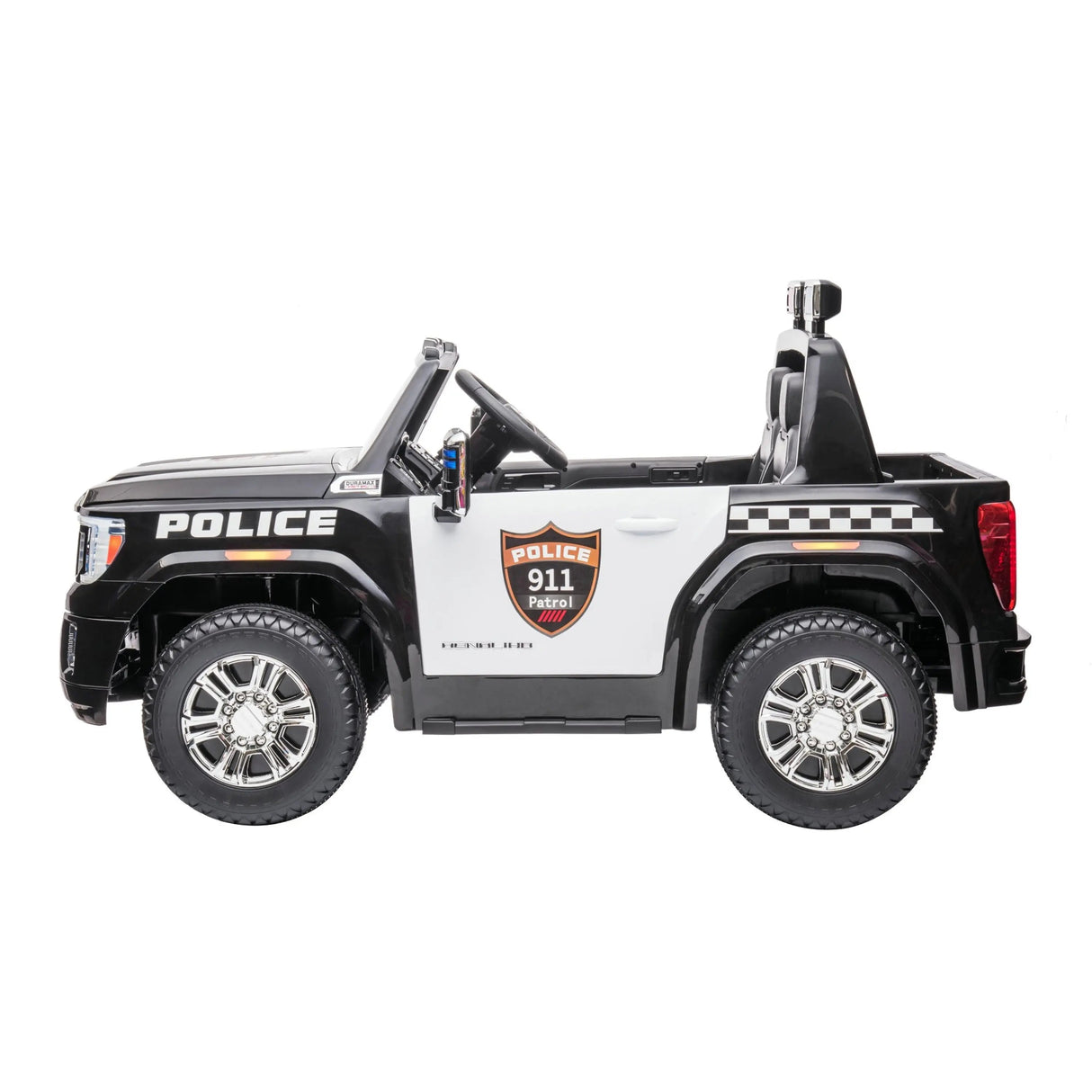 24V GMC Sierra Denali 2-Seater Police Edition Ride-On Truck with EVA Tires, Emergency Siren and Lights, Music, Remote