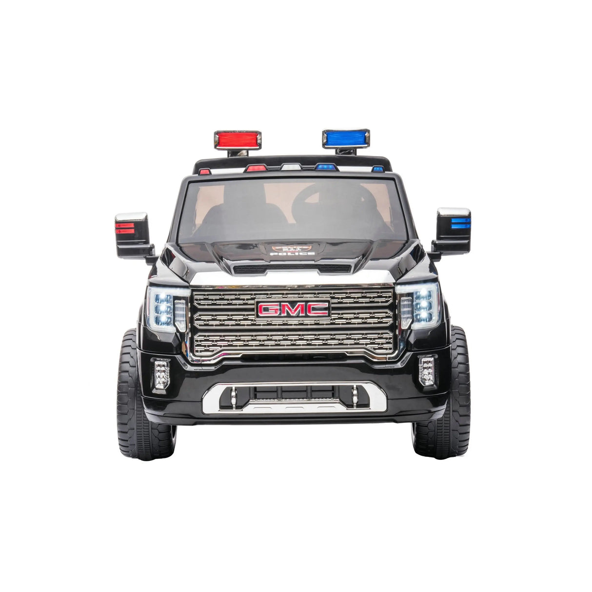 24V GMC Sierra Denali 2-Seater Police Edition Ride-On Truck with EVA Tires, Emergency Siren and Lights, Music, Remote