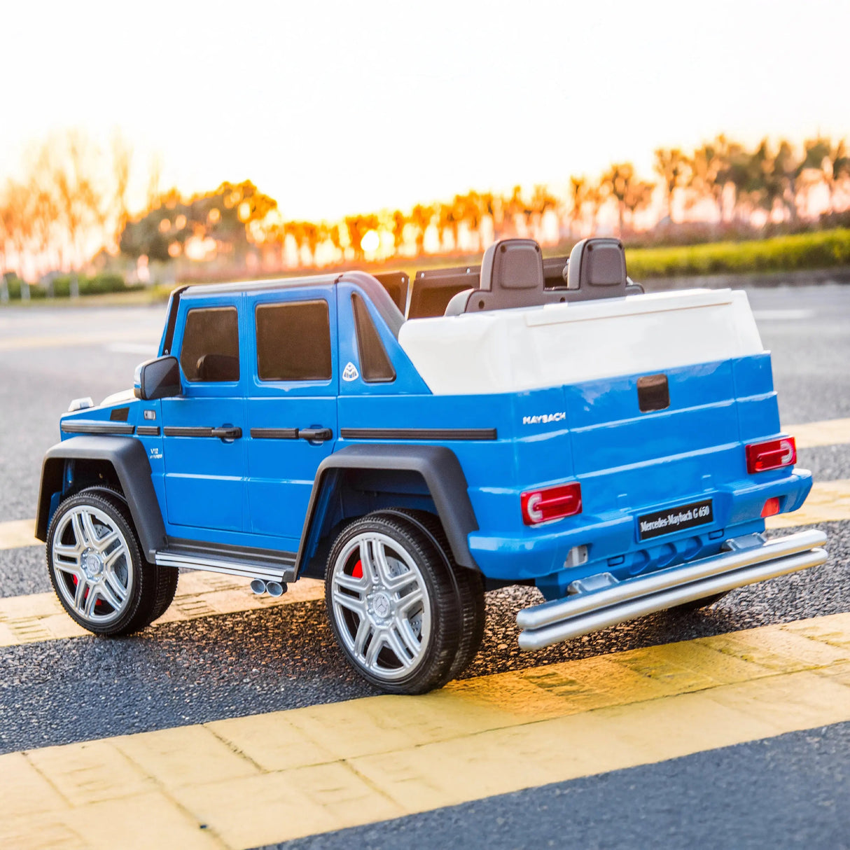 12V Mercedes Maybach G650 Landaulet 1-Seater 4X4 Ride-On Truck with EVA Tires, LED Lights, Music, Remote