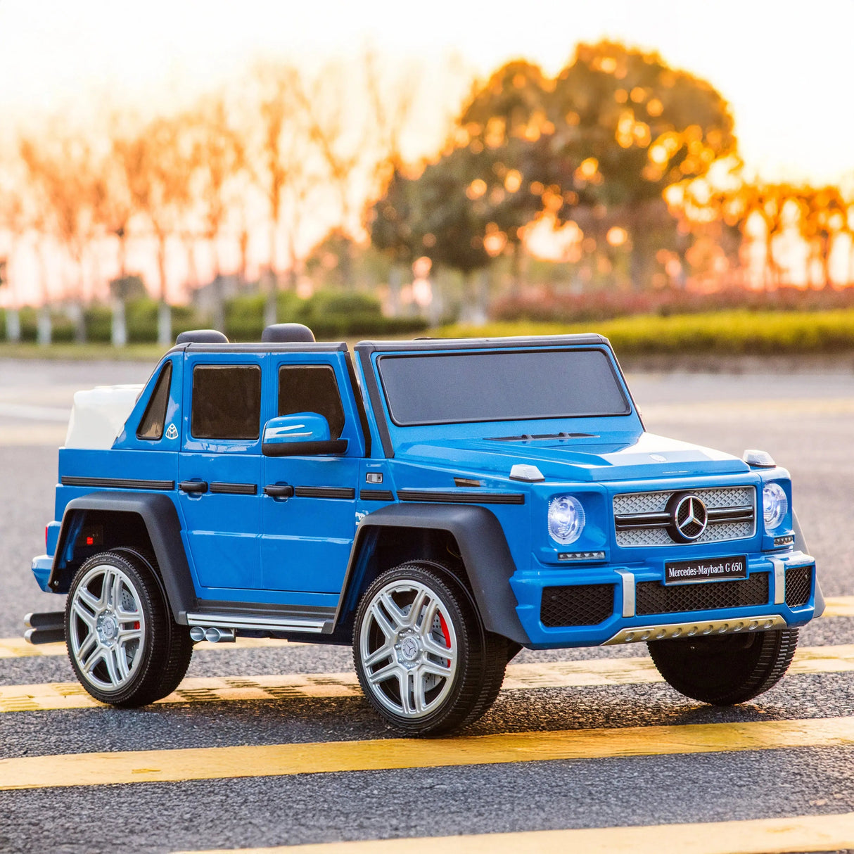 12V Mercedes Maybach G650 Landaulet 1-Seater 4X4 Ride-On Truck with EVA Tires, LED Lights, Music, Remote