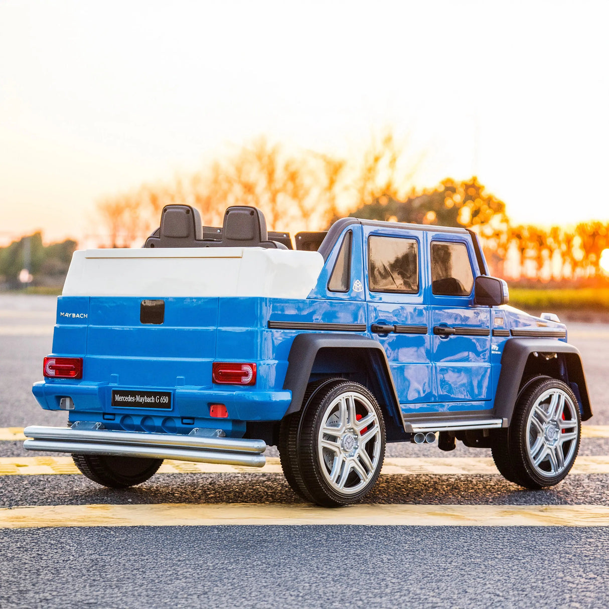 12V Mercedes Maybach G650 Landaulet 1-Seater 4X4 Ride-On Truck with EVA Tires, LED Lights, Music, Remote